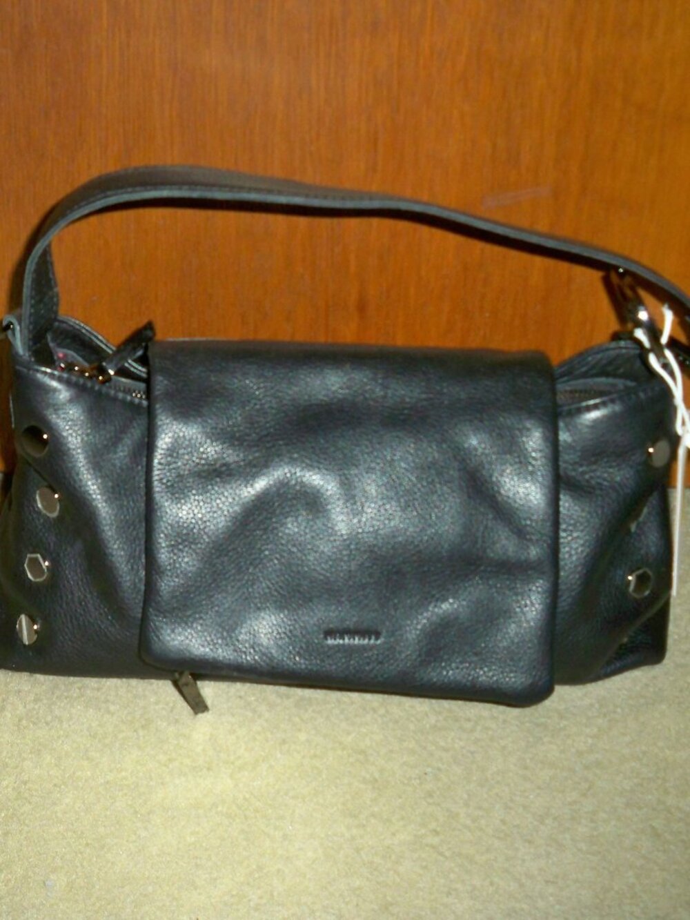 Hammitt VIP Satchel Black Leather Crossbody Pewter Hardware, NWT!! $445